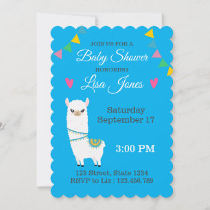 Inbjudan till anpassadet Llama Baby Shower