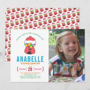Inbjudan till anpassadet Rainbow Gum Photo Birthda