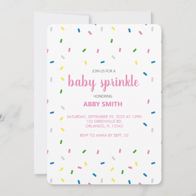 Inbjudan till anpassningsbar Baby Sprinkle Shower (Framsida)