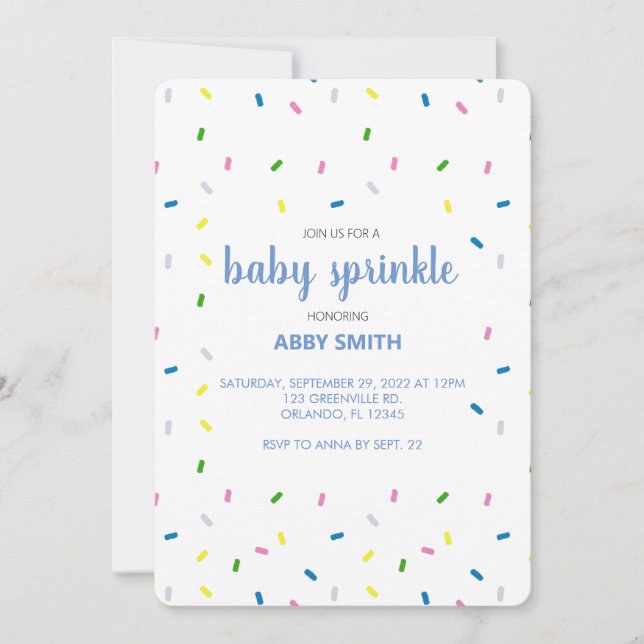 Inbjudan till anpassningsbar Baby Sprinkle Shower (Framsida)