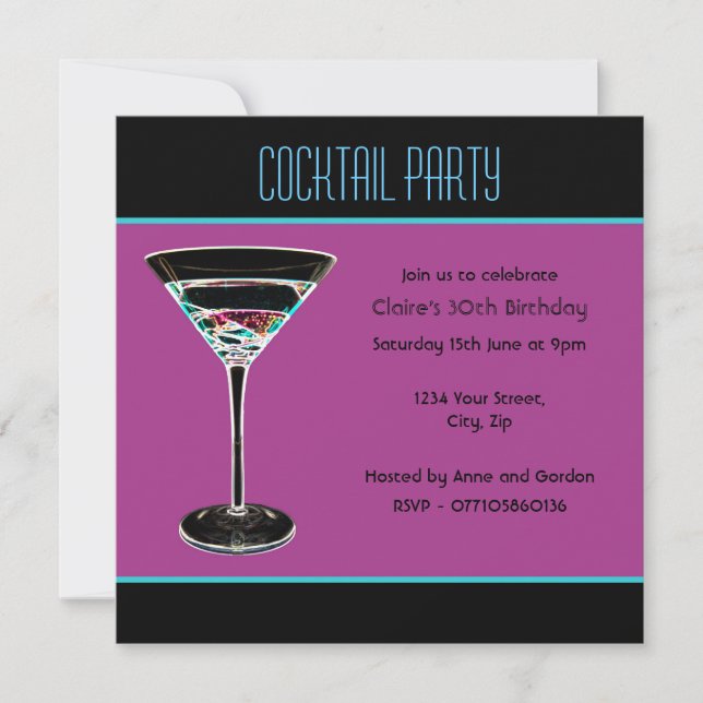 Inbjudan till anpassningsbar Cocktail (Framsida)