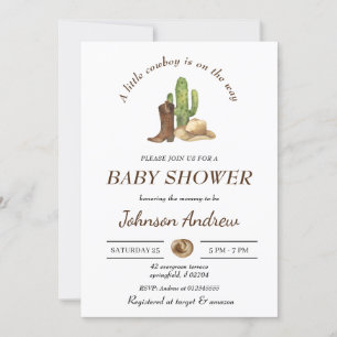 Inbjudan till anpassningsbar Cowboy Baby Shower