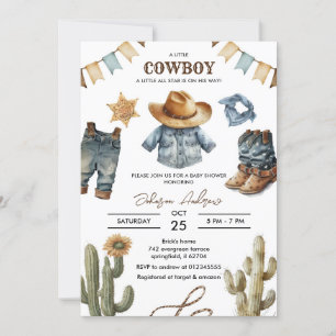 Inbjudan till anpassningsbar Cowboy Baby Shower
