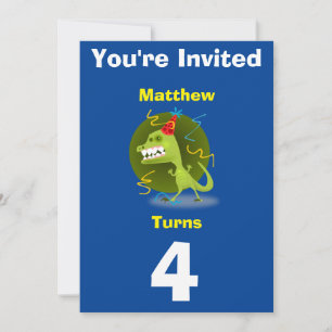 Inbjudan till Anpassningsbar Dinosaur-Birthday add