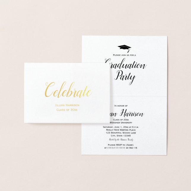 Inbjudan till anpassningsbar firar Studentfest Folierat Kort (Display)