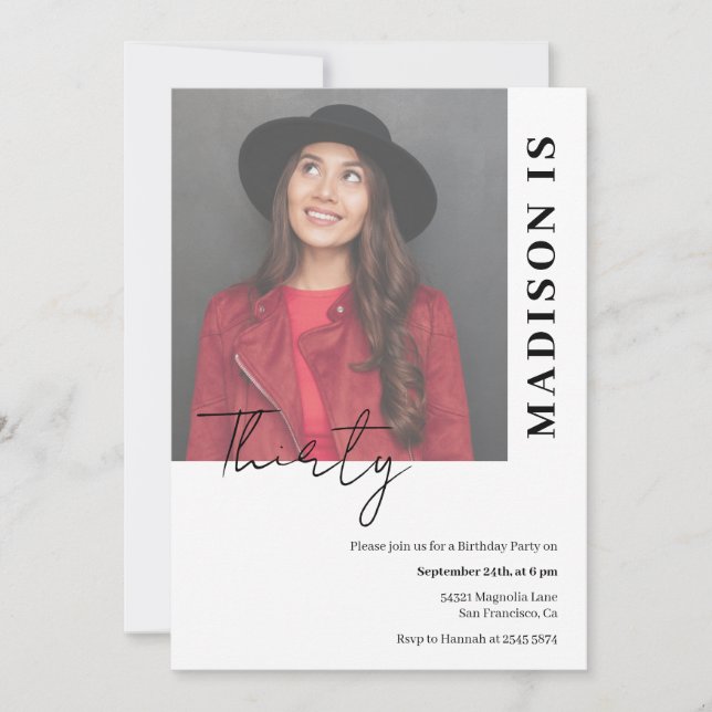 Inbjudan till anpassningsbar Foto - enkel födelsed (Framsida)