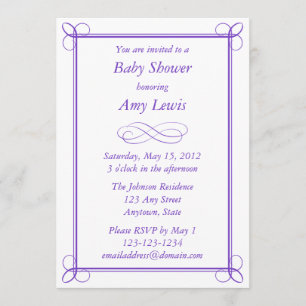 Inbjudan till Anpassningsbar Lila Baby Shower