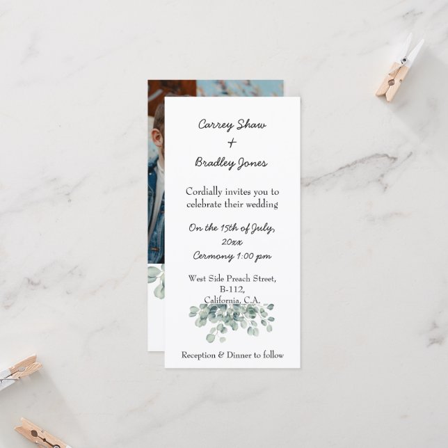 Inbjudan till anpassningsbar med platt bröllop (Fram/Back In Situ)