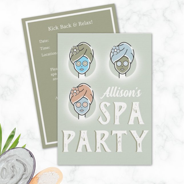 Inbjudan till Anpassningsbar på spa-dag - Födelsed (Spa Day Girls Birthday Party Invitation Template)