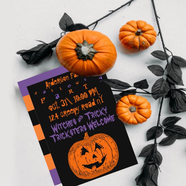 Inbjudan till anpassningsbar pumpkin Halloween fes (Skapare uppladdad)