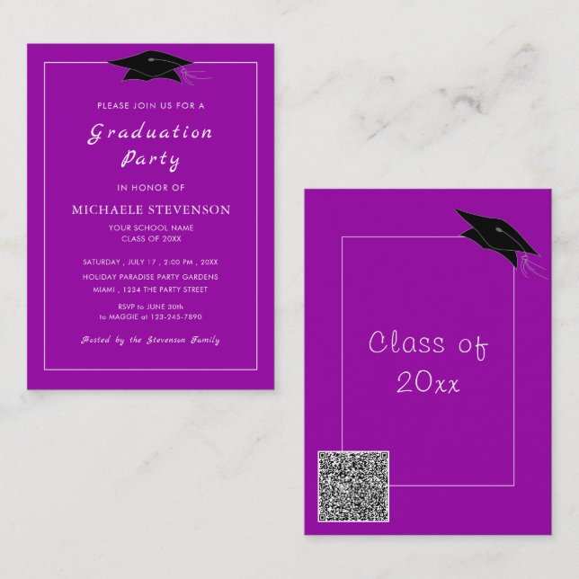 Inbjudan till anpassningsbar QR-kod Studenten till (Fram/baksida)