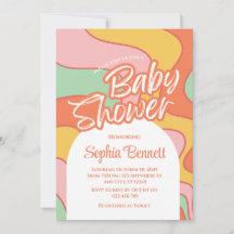 Inbjudan till anpassningsbar Retro Baby Shower