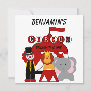 Inbjudan till anpassningsbar Röd och vit cirkus