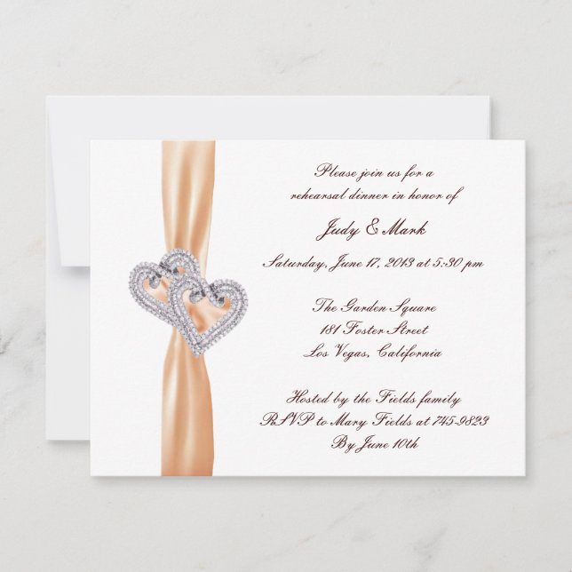 Inbjudan till anpassningsbar Tangerine Heart Rehea (Framsida)