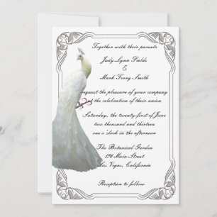 Inbjudan till anpassningsbar White Peacock Wedding