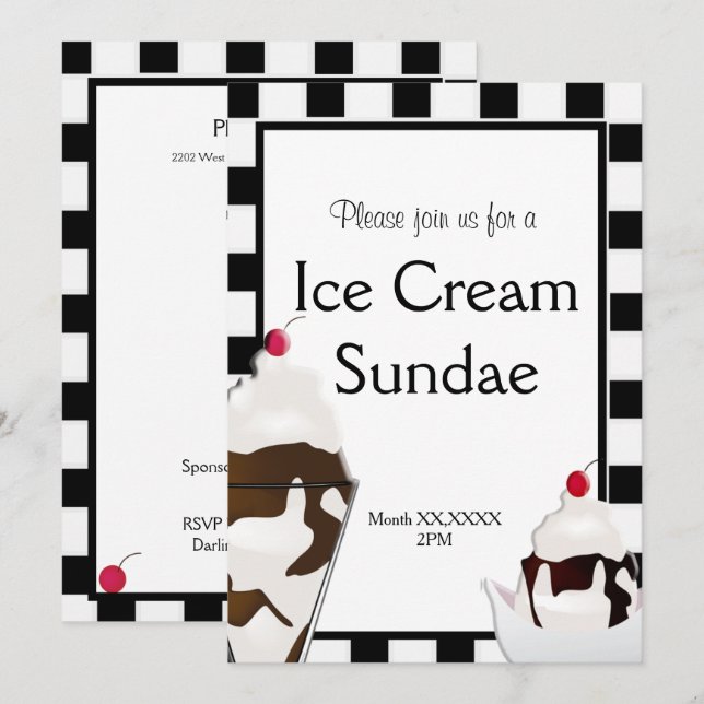 Inbjudan till Anpassningsbarna Ice Cream Parlor So (Fram/baksida)