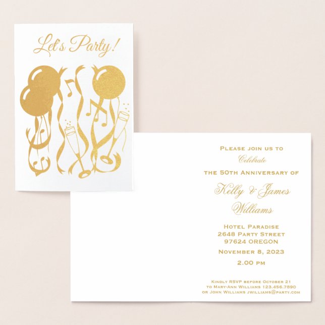 Inbjudan till Anpassningsbarna Party på 50-årsdage Folierat Kort (Display)