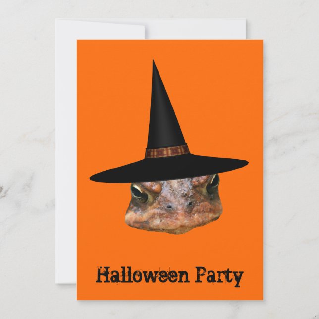 Inbjudan till Ansikte Witch Hat Halloween (Framsida)