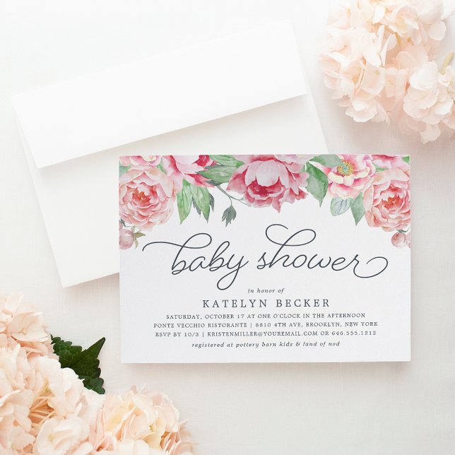 Inbjudan till Antique Peony Baby Shower (Skapare uppladdad)