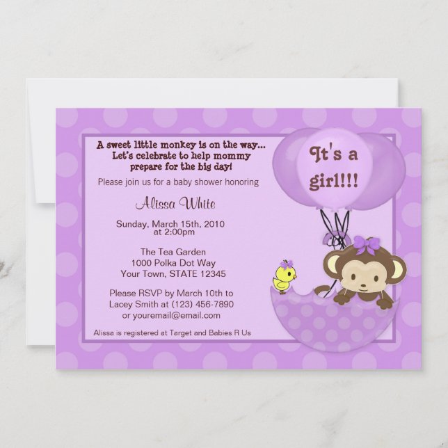 Inbjudan till Apida Birdie Paraplla Baby Shower (Framsida)