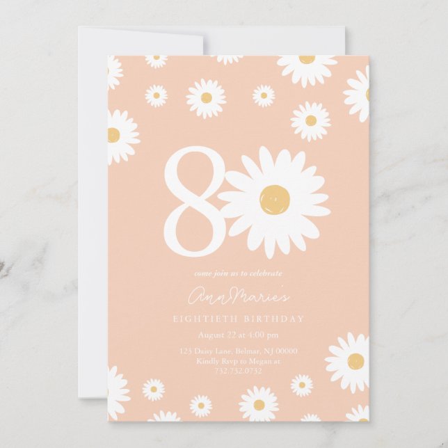Inbjudan till Aprikos Daisys 80-årsfirande (Framsida)
