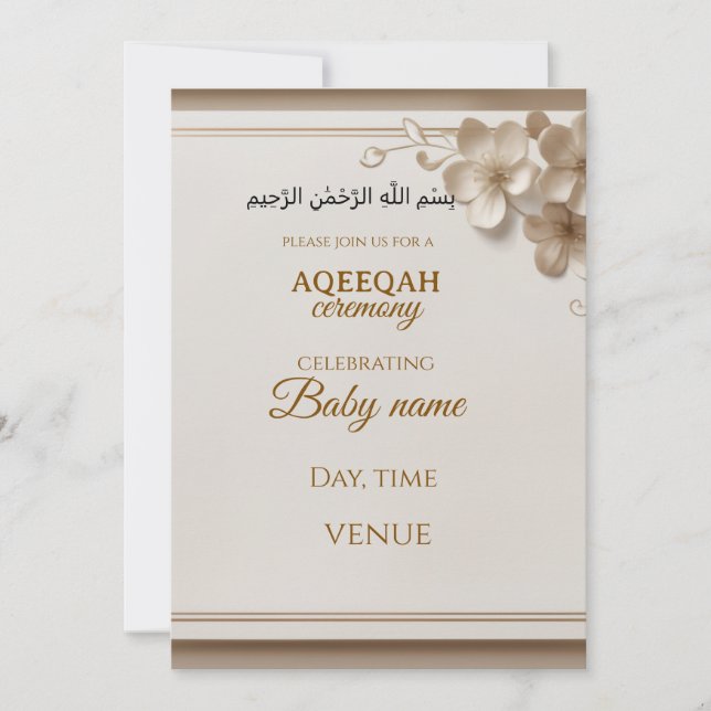 Inbjudan till Aqeeqah  (Framsida)