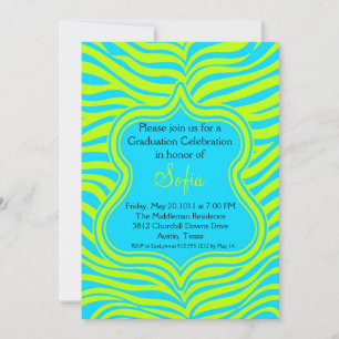 Inbjudan till Aqua & Lime Green Zebra Studenten
