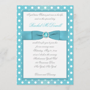 Inbjudan till Aqua och White Polka Dot Sweet sixte