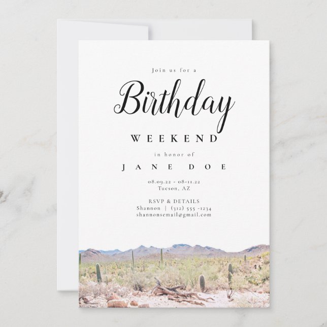 Inbjudan till Arizona Birthday Helg (Framsida)