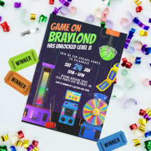 Inbjudan till arkad födelsedagsfest