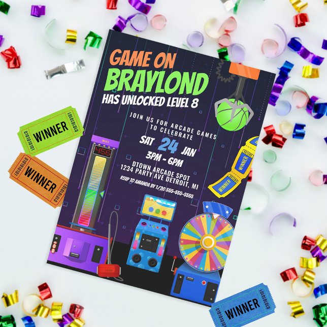 Inbjudan till arkad födelsedagsfest (Skapare uppladdad)