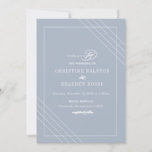 Inbjudan till Art Deco Blue White Wedding