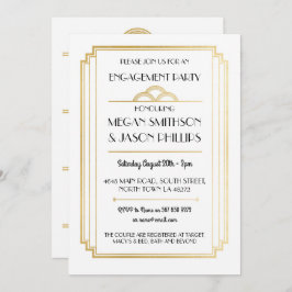 Inbjudan till Art Deco-Förlovningsfesten Guld