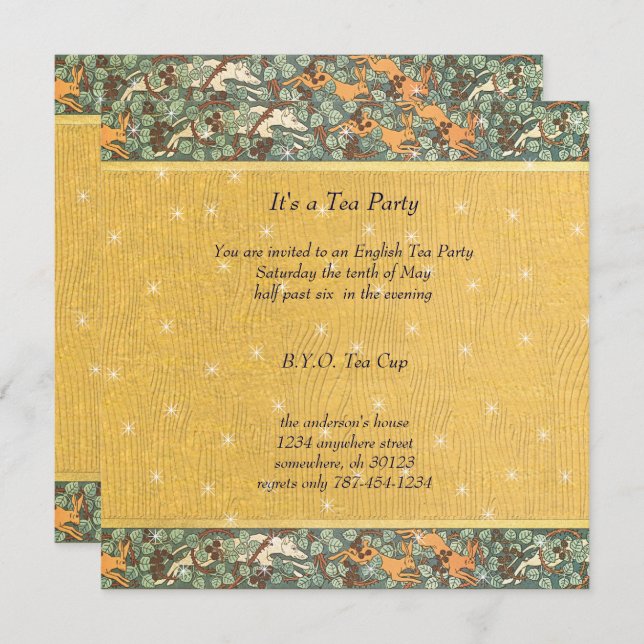 Inbjudan till art nouveau blommor till botaniska m (Fram/baksida)