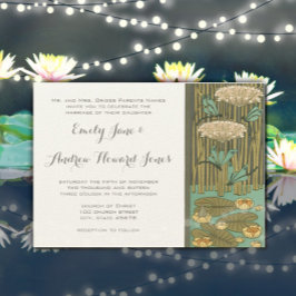 Inbjudan till Art nouveau Dragonfly Lily Pad Weddi