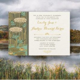 Inbjudan till Art nouveau Dragonfly Lily Pad Weddi