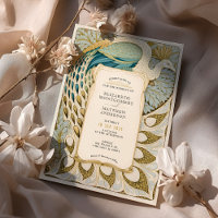Inbjudan till Art nouveau Peacock Wedding