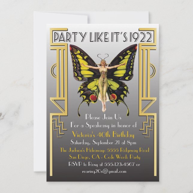 Inbjudan till artikel Deco-flapper-partiet för 20- (Framsida)