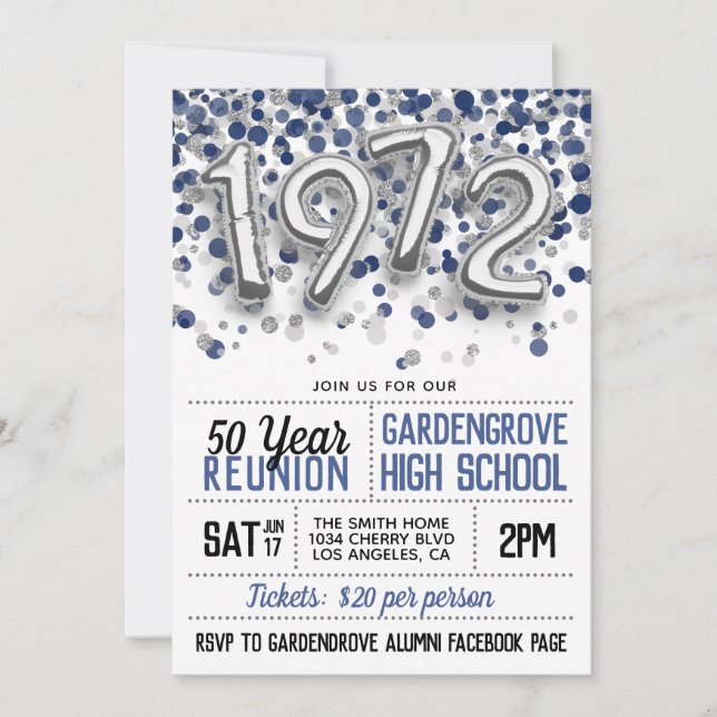 Inbjudan till återförening av högskolan 1972 (Framsida)