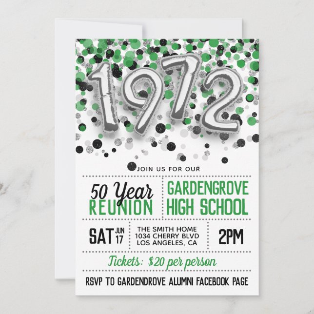 Inbjudan till återförening av högskolan 1972 (Framsida)