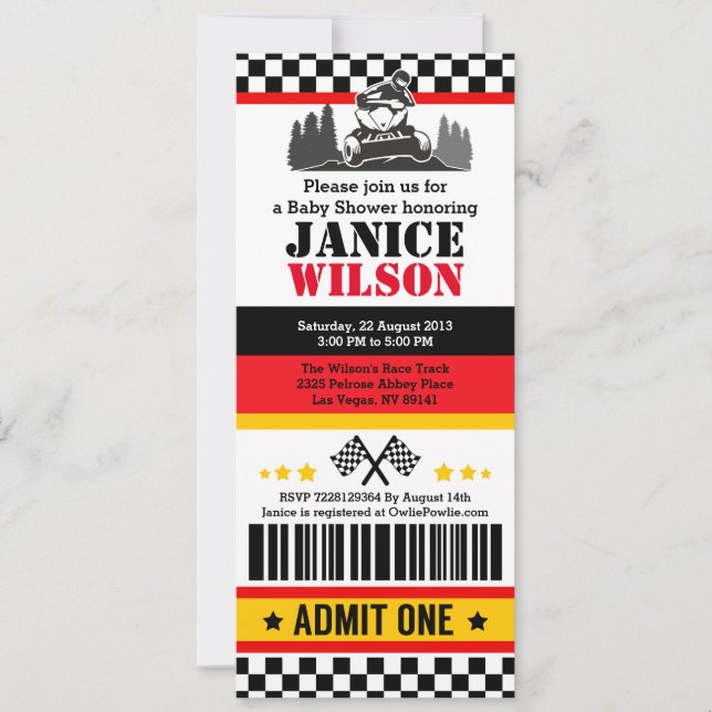 Inbjudan till ATV Dirt Quad Bike Baby Shower Party (Framsida)