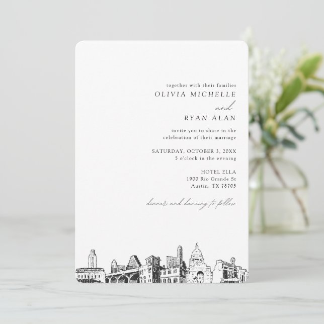 Inbjudan till Austin Skyline Destination Wedding (Stående Fram)