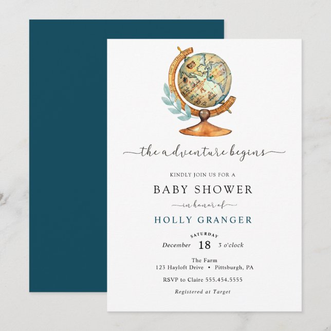 Inbjudan till Äventyr börjar med babyskor (Fram/baksida)