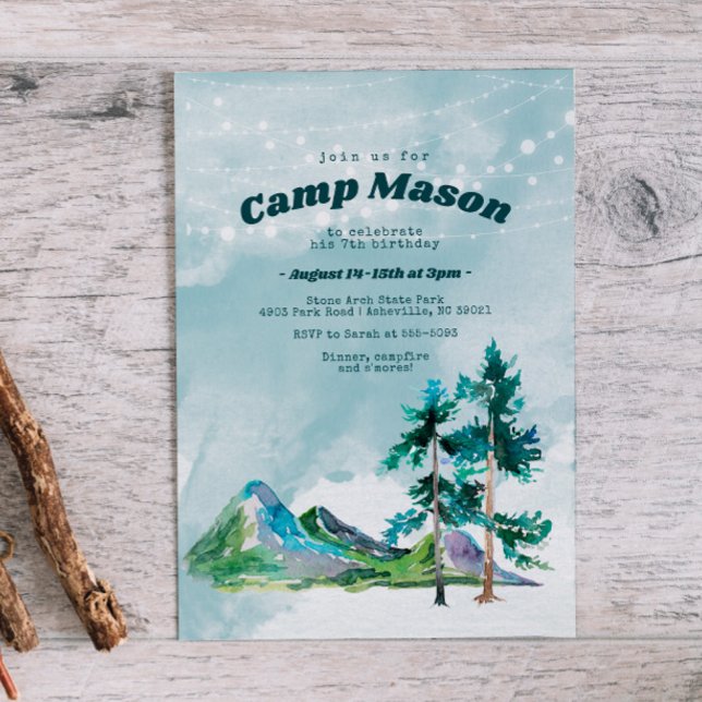 Inbjudan till äventyr Camping Sleepover Birthday (Skapare uppladdad)