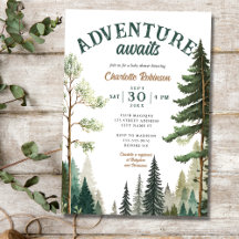 Inbjudan till äventyr Forest Rustic Baby Shower