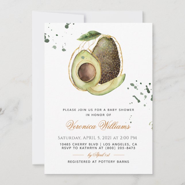 Inbjudan till Avocado Baby Shower (Framsida)