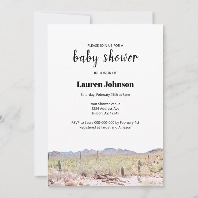 Inbjudan till Azona Desert Baby Shower (Framsida)
