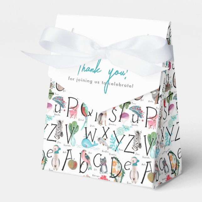 Inbjudan till baby Alphabet ABC Baby Shower Presentaskar (Framsidan Sidan)