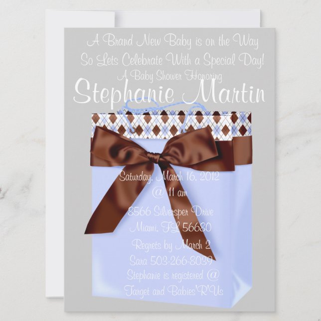 Inbjudan till Baby Bag Shower (Framsida)