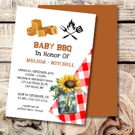 Inbjudan till baby BBQ Par Baby Shower Teme-inbjud
